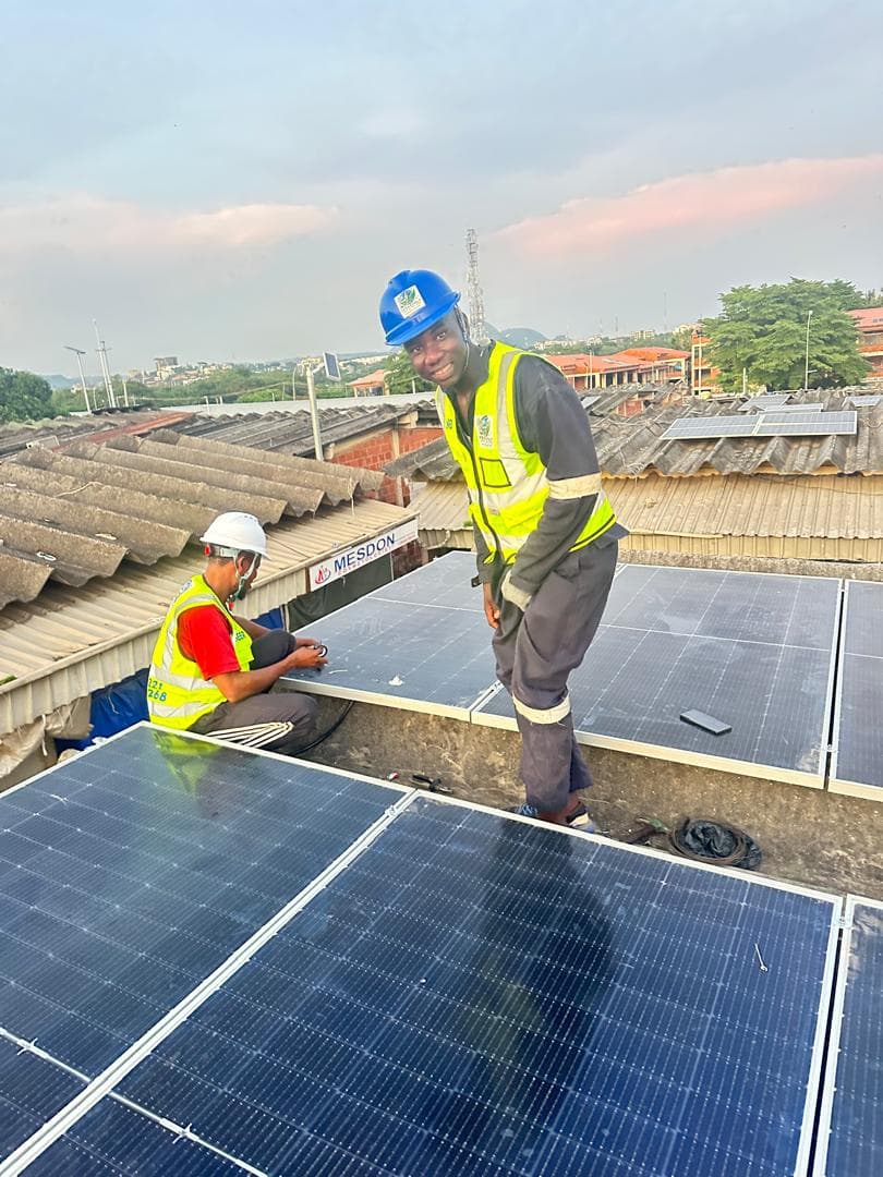 Terravolt technicians installing rooftop solar panels